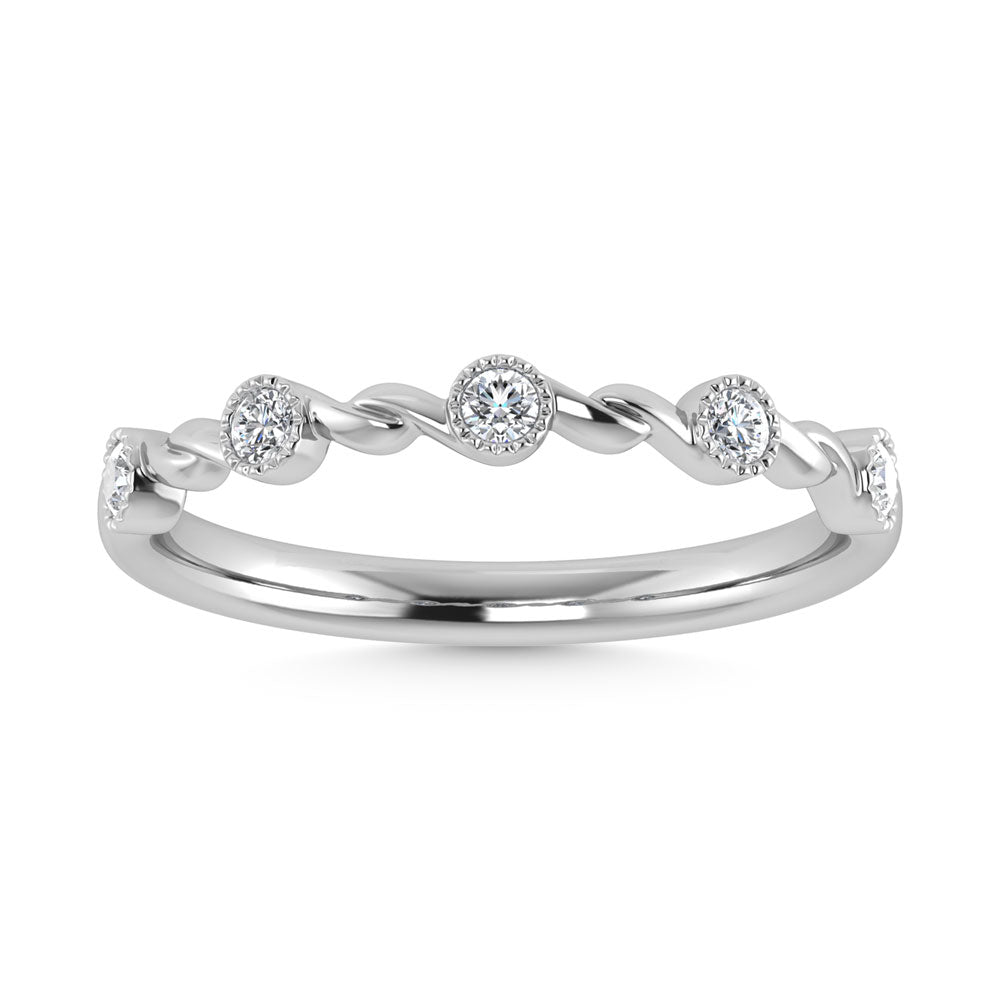 10K White Gold Diamond 1/10 Ct.Tw. Stackable Band