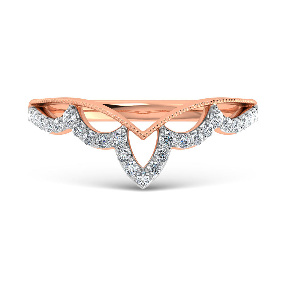 14K Rose Gold Diamond 1/5 ct. tw. Chevron Band, side profile view showing the band