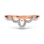 14K Rose Gold Diamond 1/5 ct. tw. Chevron Band, side profile view showing the band