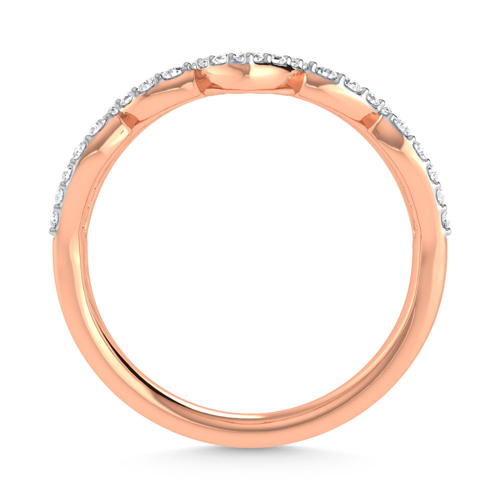 14K Rose Gold Diamond 1/5 ct. tw. Chevron Band, close-up of the diamond setting