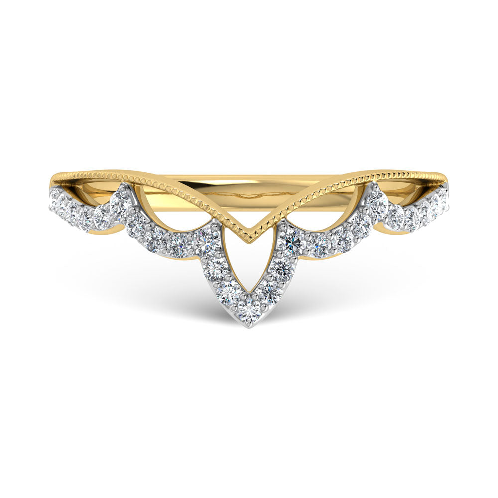 14K Yellow Gold Diamond 1/5 ct. tw. Chevron Band, side profile view showing the band