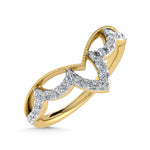 14K Yellow Gold Diamond 1/5 ct. tw. Chevron Band, top view of the diamonds