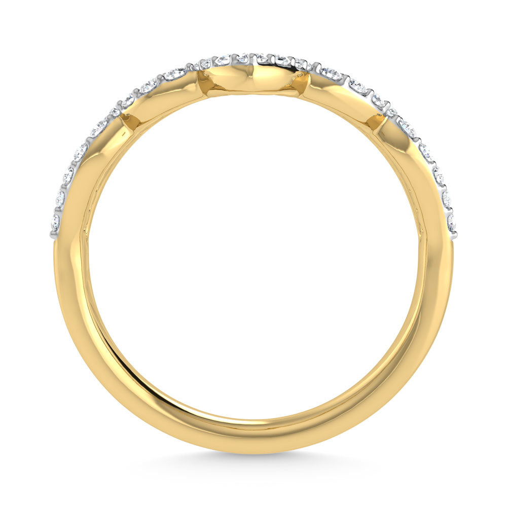 14K Yellow Gold Diamond 1/5 ct. tw. Chevron Band, close-up of the diamond setting