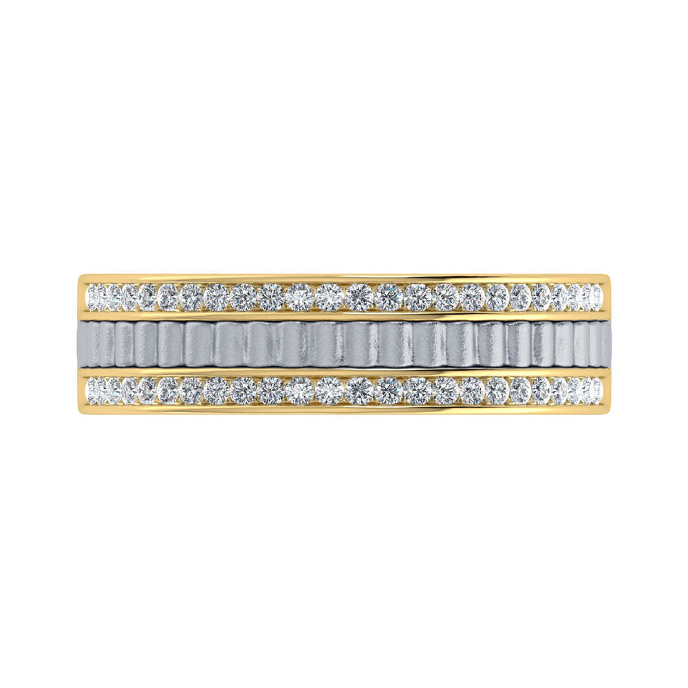 14K Two Tone Diamond 1/3.Ct. Tw. Mens Machine Band