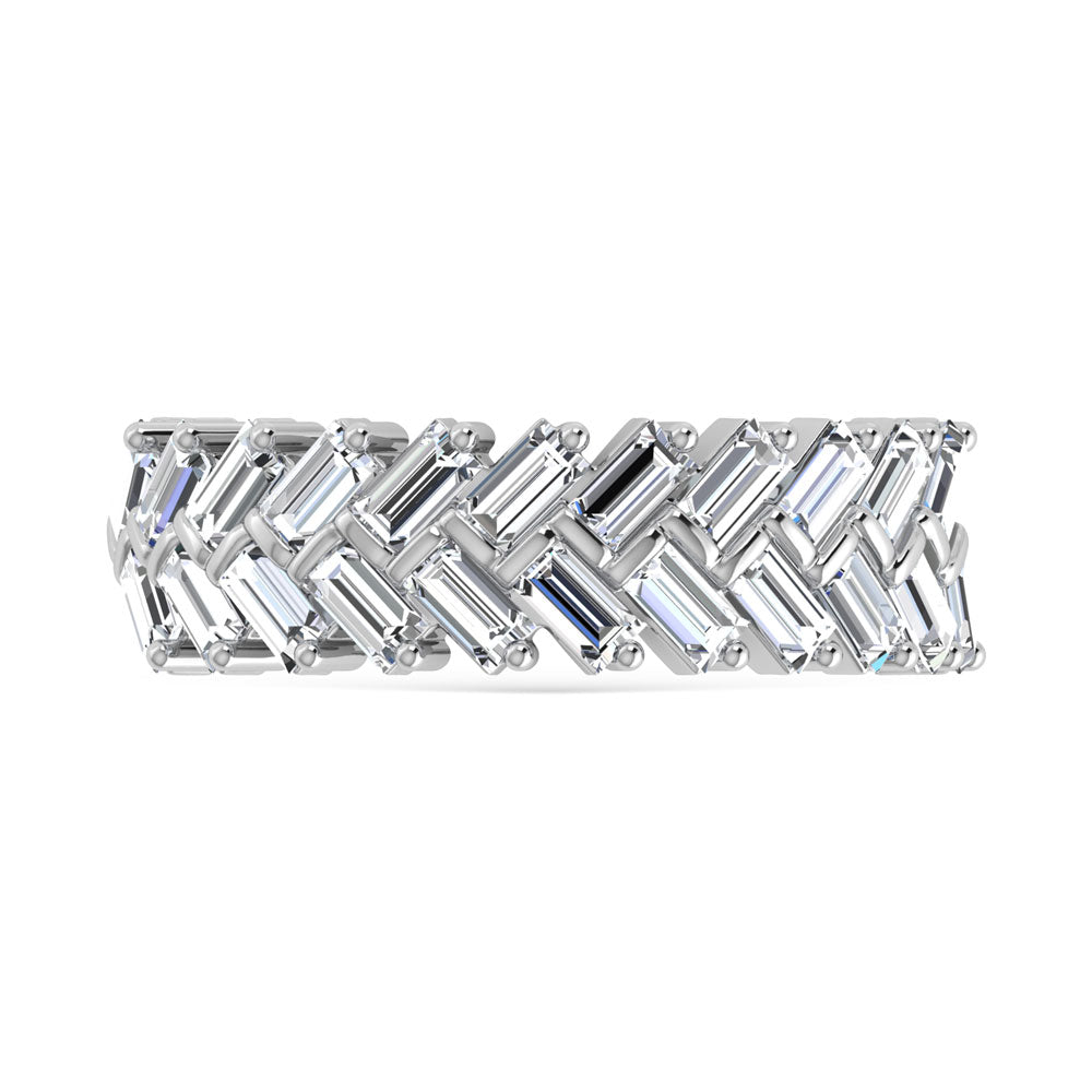 Classic 14k White Gold diamond band, featuring 1 CTW diamond, side profile view.