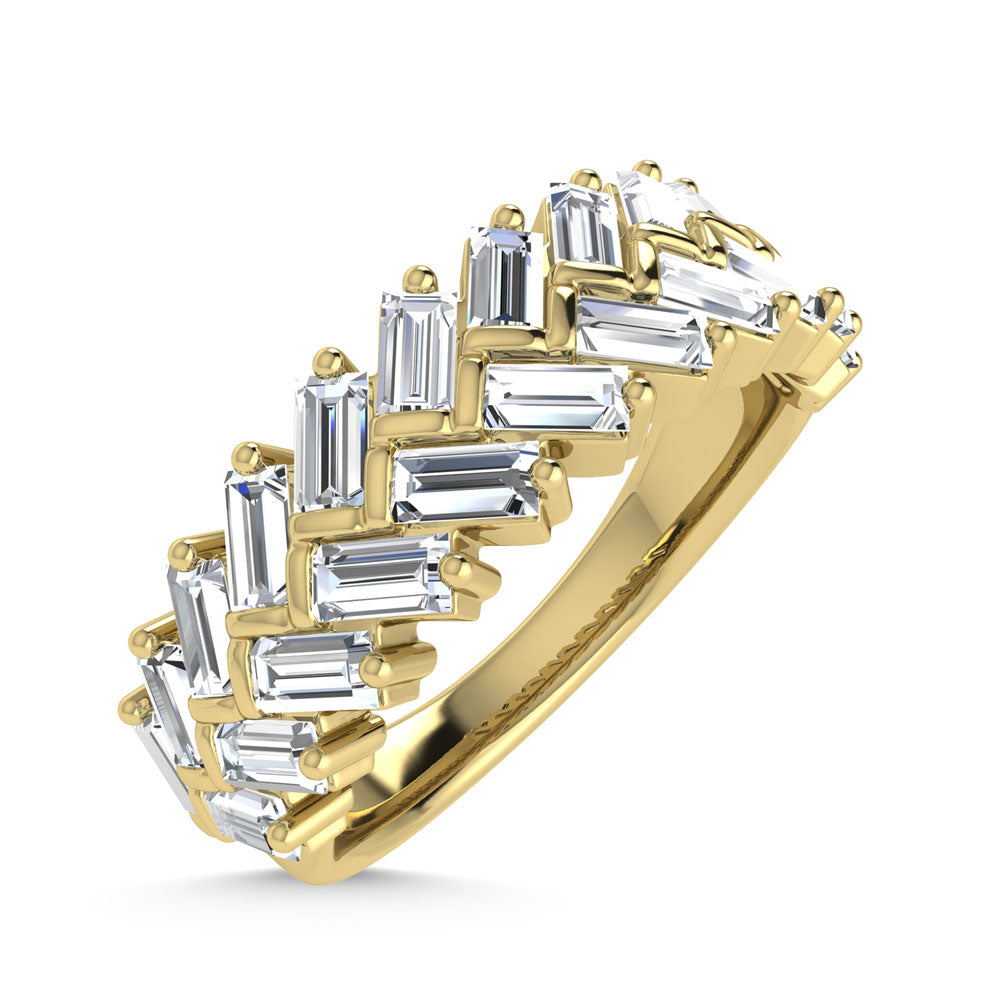 14K Yellow Gold Diamond 1/3 ct. tw. Men's Machine Band, top view of the diamonds