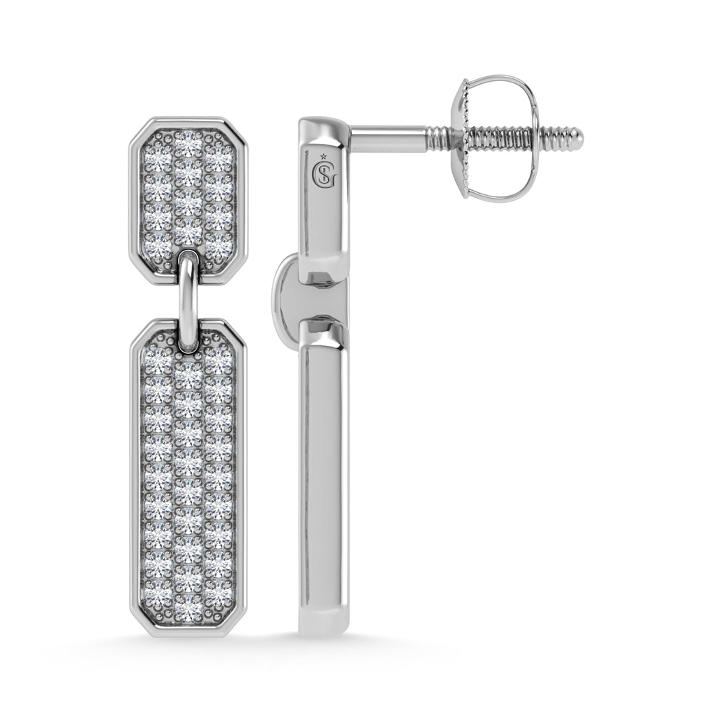 Earrings in 14k White Gold, featuring 0.25 CTW diamond, side profile view, Chicago fine jewelry, nationwide shipping.