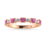 14K Rose Gold Diamond 5/8 ct. tw. Alternate Diamond and Pink Sapphire Stackable Band | Picasso Gold & Diamond