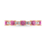 14K Rose Gold Diamond 5/8 ct. tw. Alternate Diamond and Pink Sapphire Stackable Band, detailed angle view
