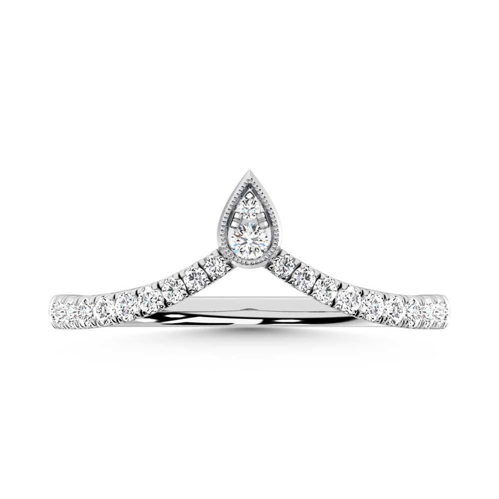 10K White Gold Diamond 1/4 ct. tw. Chevron Band, side profile view showing the band