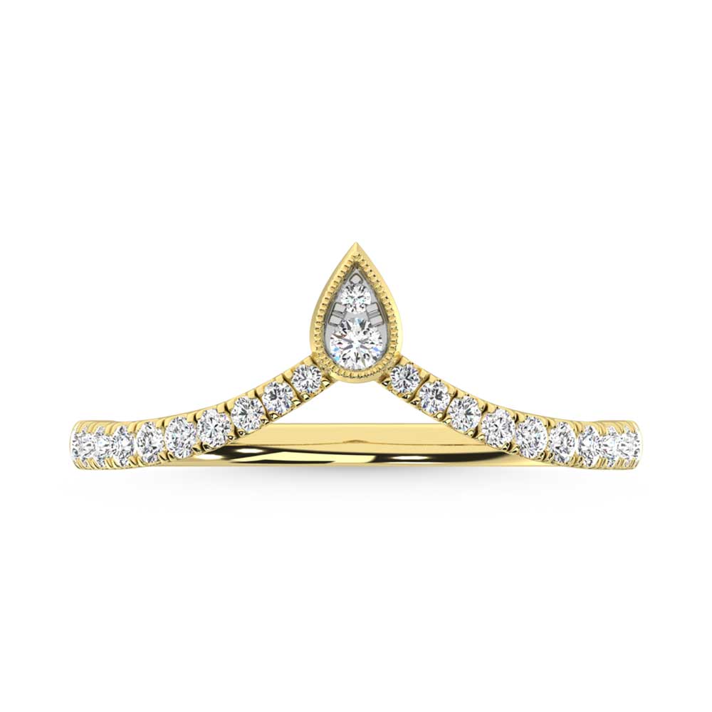 10K Yellow Gold Diamond 1/4 ct. tw. Chevron Band, side profile view showing the band