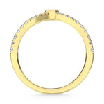 10K Yellow Gold Diamond 1/4 ct. tw. Chevron Band, close-up of the diamond setting
