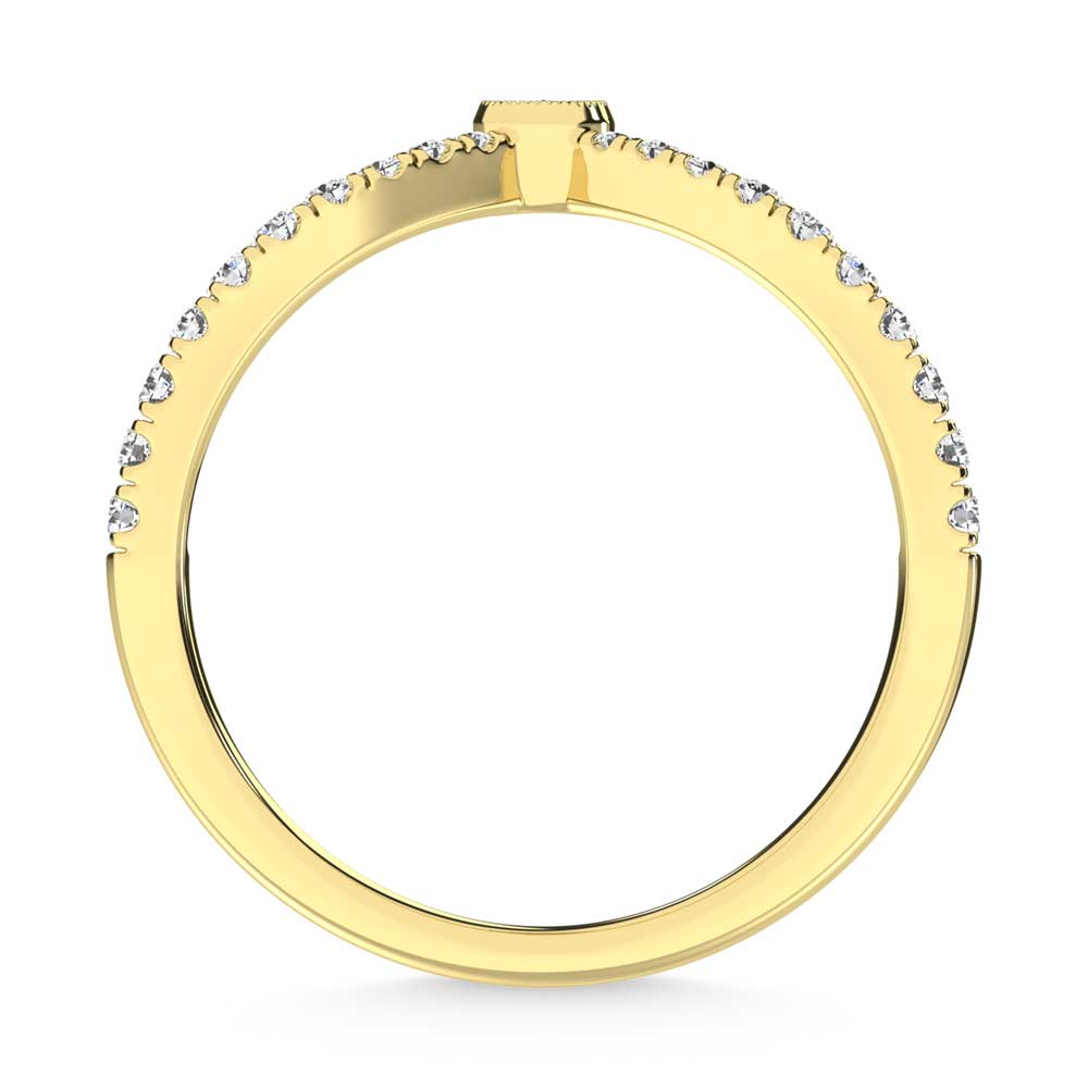 10K Yellow Gold Diamond 1/4 ct. tw. Chevron Band, close-up of the diamond setting