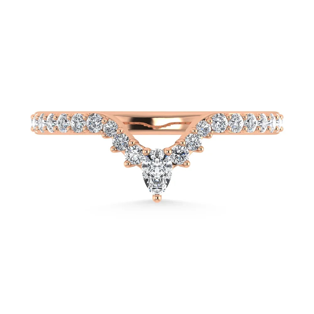 14K Rose Gold Diamond 1/3 ct. tw. Chevron Band, side profile view showing the band