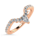 14K Rose Gold Diamond 1/3 ct. tw. Chevron Band, top view of the diamonds