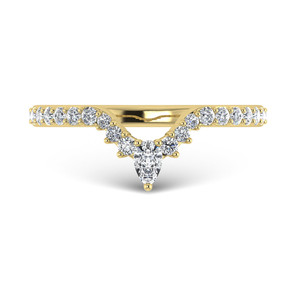 14K Yellow Gold Diamond 1/3 ct. tw. Chevron Band, side profile view showing the band