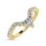 14K Yellow Gold Diamond 1/3 ct. tw. Chevron Band, top view of the diamonds