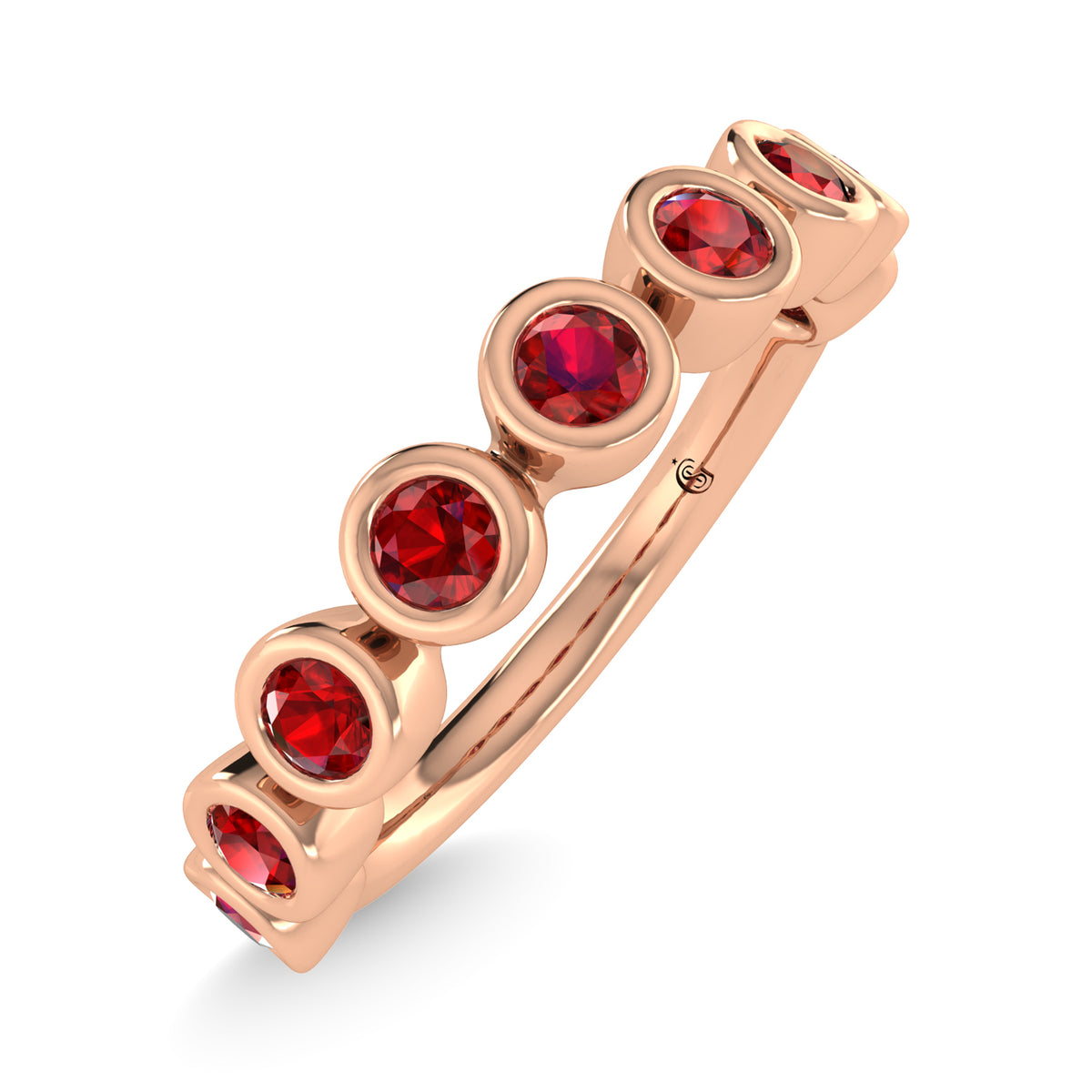 14K Rose Gold Ruby 5/8 ct. tw. Stackable Band, top view of the diamonds