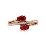 14K Rose Gold Diamond and Ruby 1 1/3 ct. tw. Stackable Band, detailed angle view