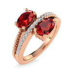 14K Rose Gold Diamond and Ruby 1 1/3 ct. tw. Stackable Band, top view of the diamonds