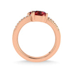 14K Rose Gold Diamond and Ruby 1 1/3 ct. tw. Stackable Band, close-up of the setting