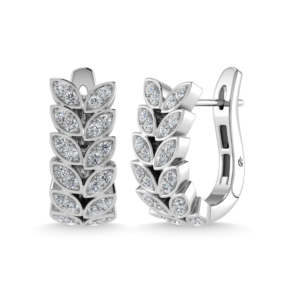 14K White Gold Diamond 1/2 Ct.Tw. Hoop Earrings  Picasso Gold & Diamond Jewelry