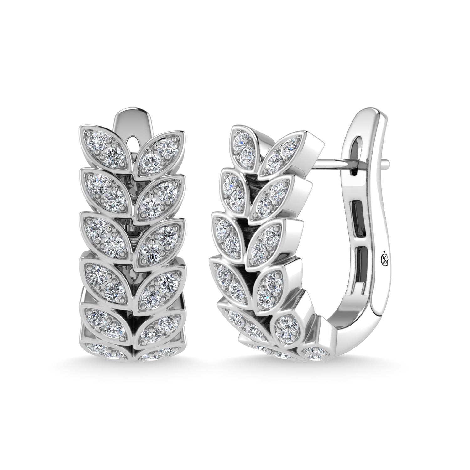 14K White Gold Diamond 1/2 Ct.Tw. Hoop Earrings  Picasso Gold & Diamond Jewelry