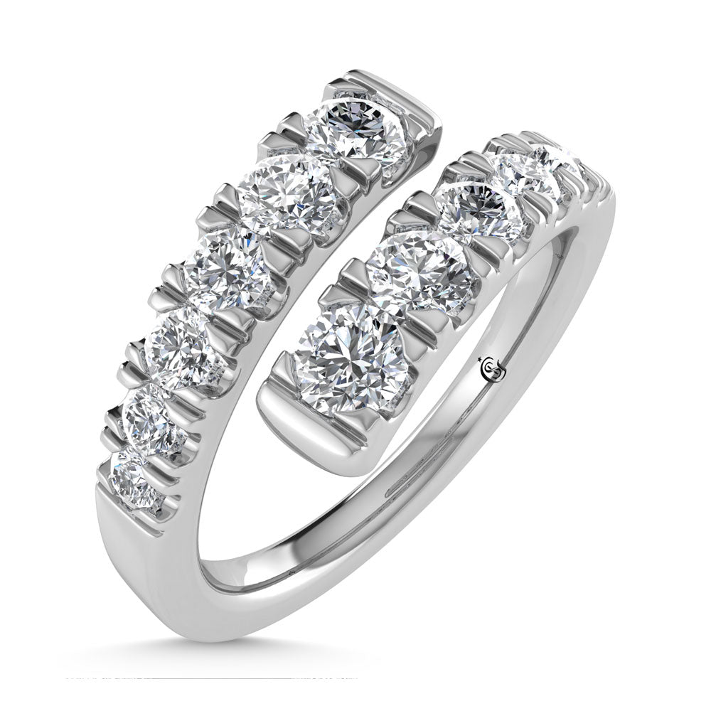 14K White Gold  7/8 Ct.Tw. Cross Over Band