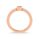 14K Rose Gold Diamond 3/8 ct. tw. and Ruby Fashion Ring, close-up of the diamond setting