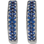 14K White Gold Natural Blue Sapphire Hoop Earrings - Picasso Gold & Diamond Jewelry