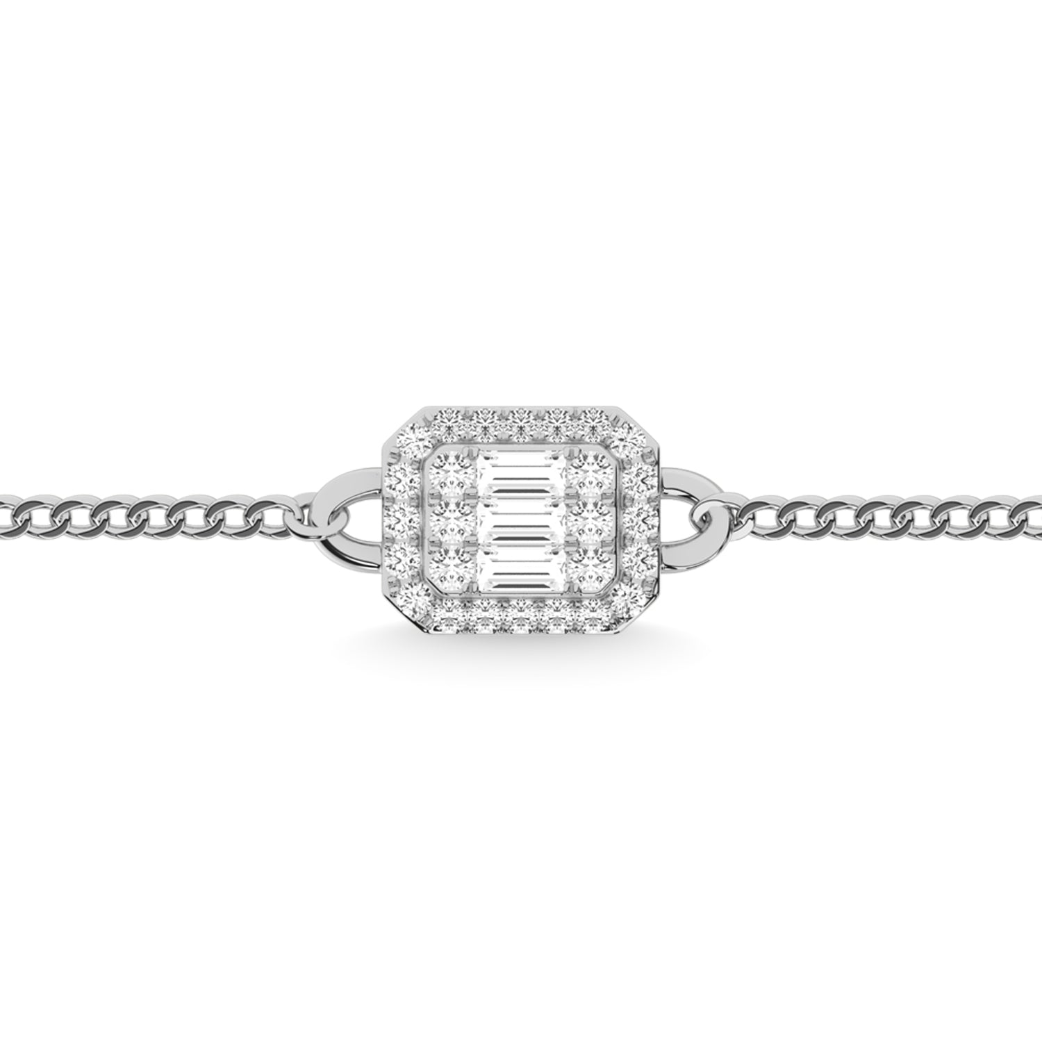 14K White Gold Diamond 1/4 Ct.Tw. Cuban Bracelet