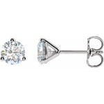 14K white gold stud earrings featuring 1 CTW lab-grown diamonds in a polished finish