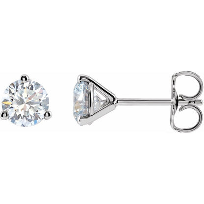 14K white gold stud earrings featuring 1 CTW lab-grown diamonds in a polished finish