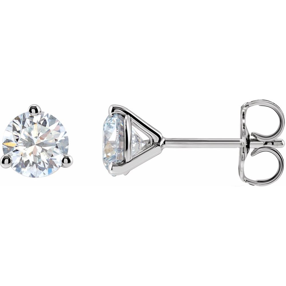 14K white gold stud earrings featuring 1 CTW lab-grown diamonds in a polished finish