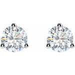 Side view of 14K white gold stud earrings showcasing 5 mm round lab-grown diamonds