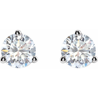 Side view of 14K white gold stud earrings showcasing 5 mm round lab-grown diamonds
