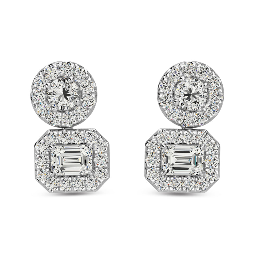 Handcrafted 14k White Gold earrings, showcasing 0.66 CTW diamond, side profile view.