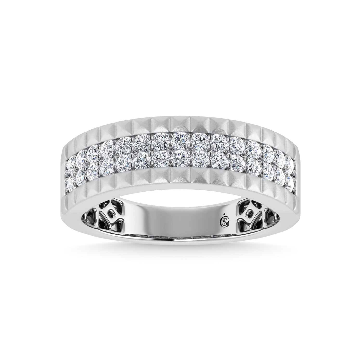 14K White Gold Diamond 1/2 Ct.Tw. Mens Band