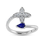 14K White Gold Diamond 5/8 ct. tw. and Blue Sapphire Fashion Earrings | Picasso Gold & Diamond