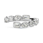 14K White Gold Diamond 1 3/8 ct. tw. Fancy Cut Fashion Ring, detailed angle view