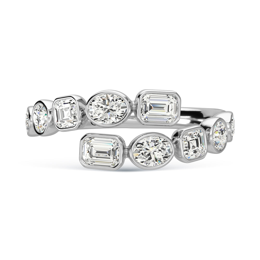 14K White Gold Diamond 1 3/8 ct. tw. Fancy Cut Fashion Ring, detailed angle view