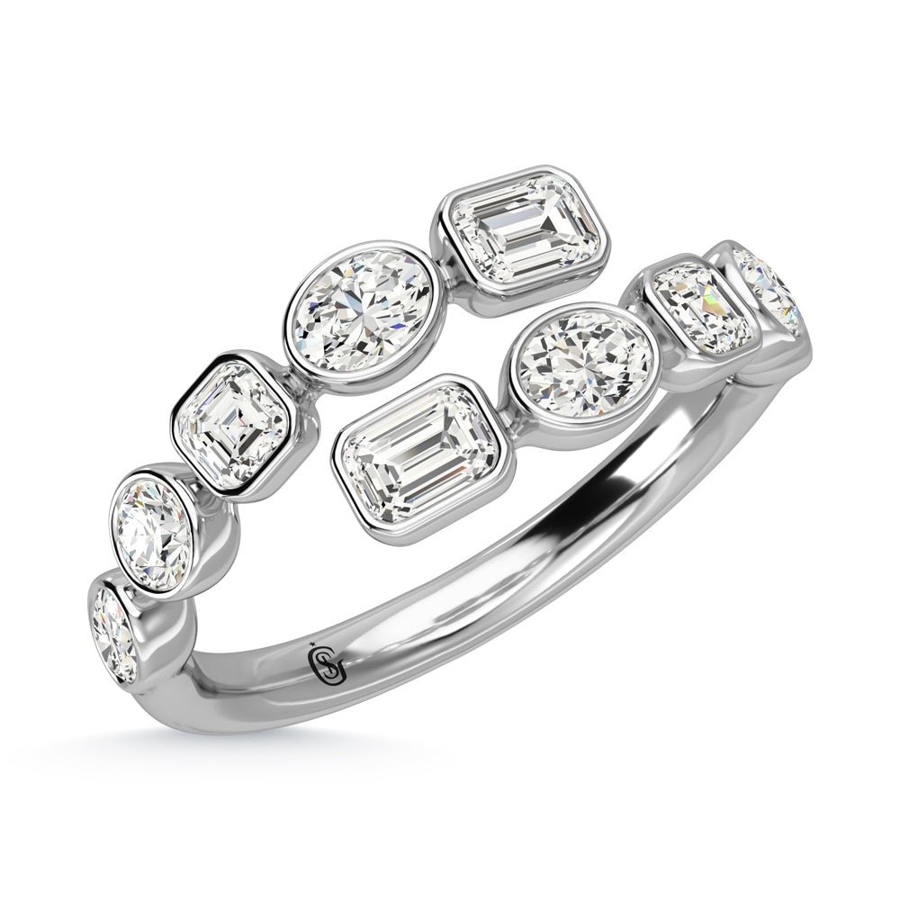 14K White Gold Diamond 1 3/8 ct. tw. Fancy Cut Fashion Ring, top view of the diamonds