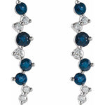 14K White Gold Blue Sapphire & Diamond Earrings – 1/10 CTW Natural Elegance - Picasso Gold & Diamond Jewelry