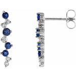 14K White Gold Blue Sapphire & Diamond Earrings – 1/10 CTW Natural Elegance - Picasso Gold & Diamond Jewelry