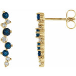 14K Yellow Gold Blue Sapphire & Diamond Earrings – 1/10 CTW Natural Elegance - Picasso Gold & Diamond Jewelry