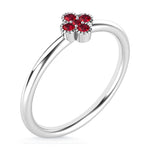 14K White Gold Ruby 1/10 ct. tw. Stackable Band, top view of the diamonds