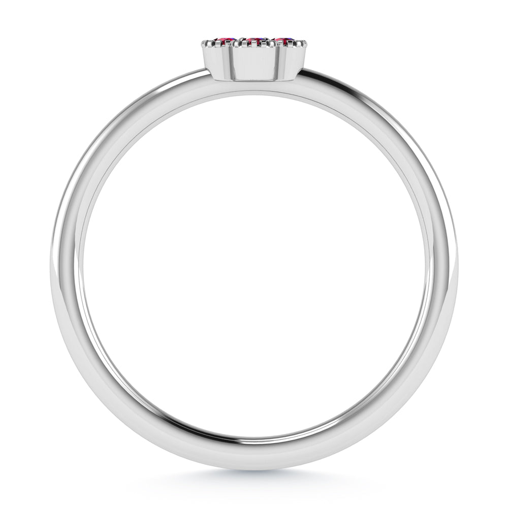 14K White Gold Ruby 1/10 ct. tw. Stackable Band, close-up of the setting