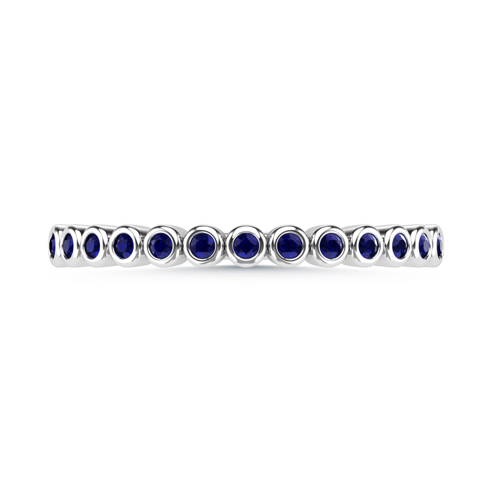 14K White Gold Blue Sapphire 1/10 ct. tw. Stackable Band | Picasso Gold & Diamond