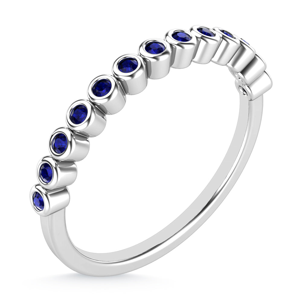 14K White Gold Blue Sapphire 1/10 ct. tw. Stackable Band, detailed angle view