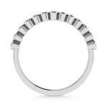 14K White Gold Blue Sapphire 1/10 ct. tw. Stackable Band, top view of the diamonds